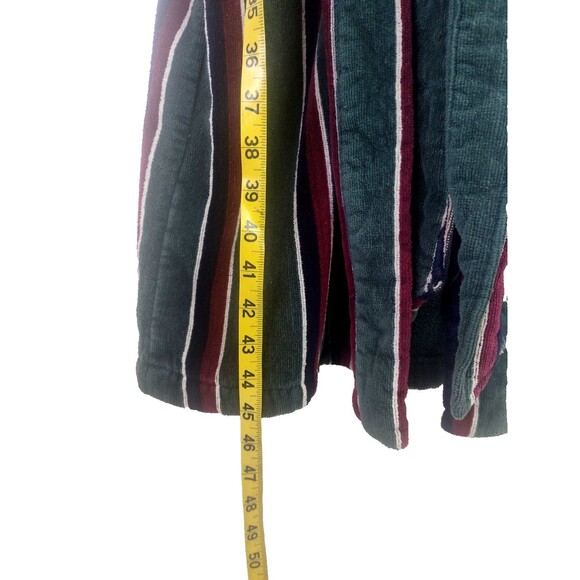 Vintage Stafford Bath Robe OS Mens Green Striped Thick Terry Cloth Belted Cotton - Picture 5 of 13